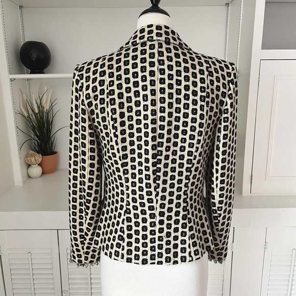 Vintage Lavantino Silk Tweed Geometric Print Jacket Blazer Size 4 - Picture 5 of 9